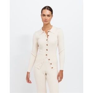 Brunette the Label Christy Rib Knit Button Up Top in Cream – Size M/L – NWT
